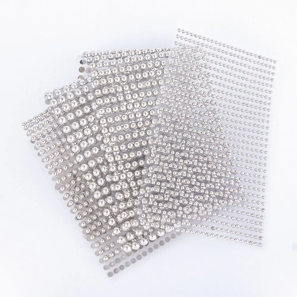 DIY Rhinestone Stickers Party Flatback Pearls Music Festival Jewelry Stickers Gold Silver 3/4/5/6mm Nail Art Decoration Women