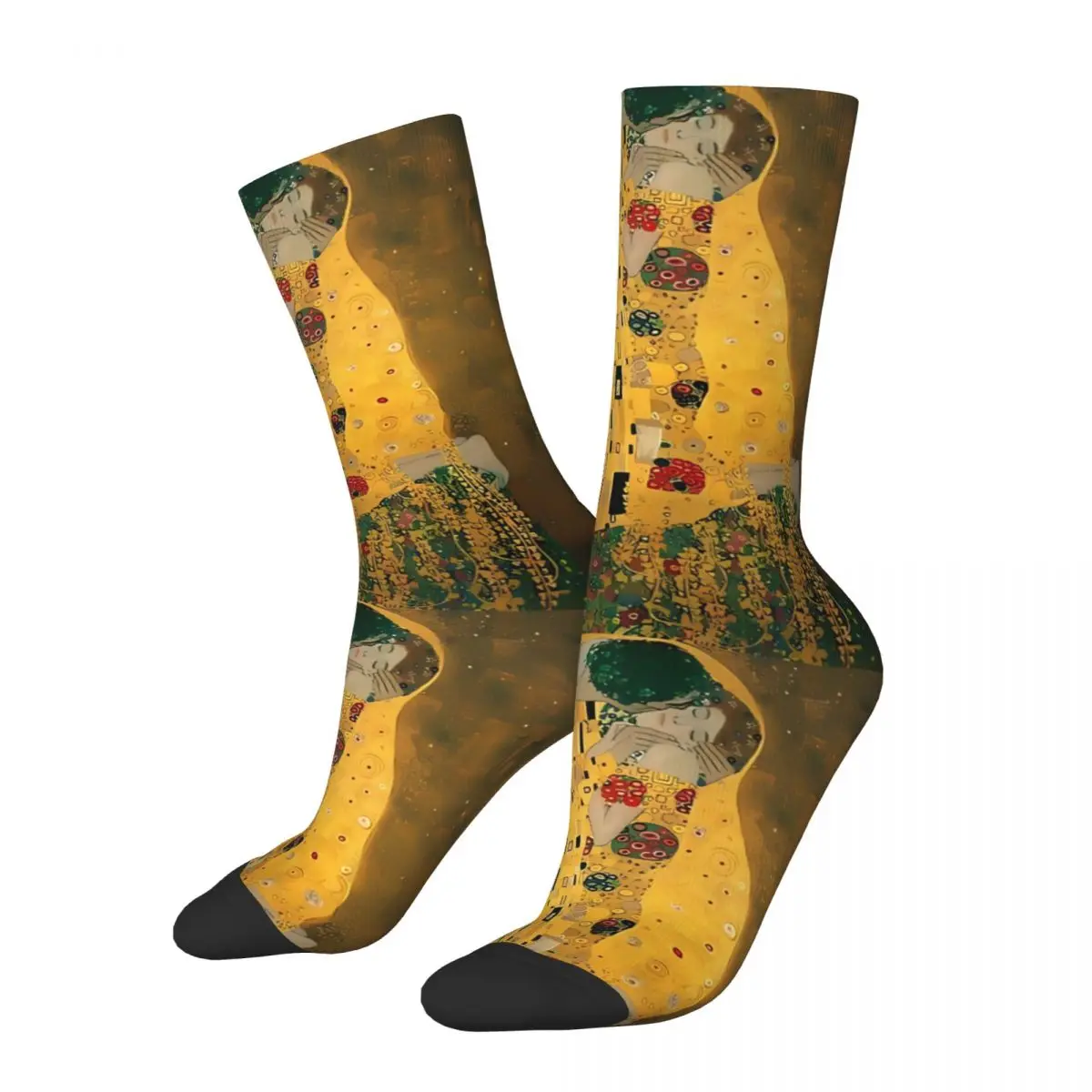 Hip Hop Vintage The Kiss Crazy Men's Socks Gustav Klimt Patting Art Unisex Seamless Printed Funny Novelty Crew Sock Boys Gift