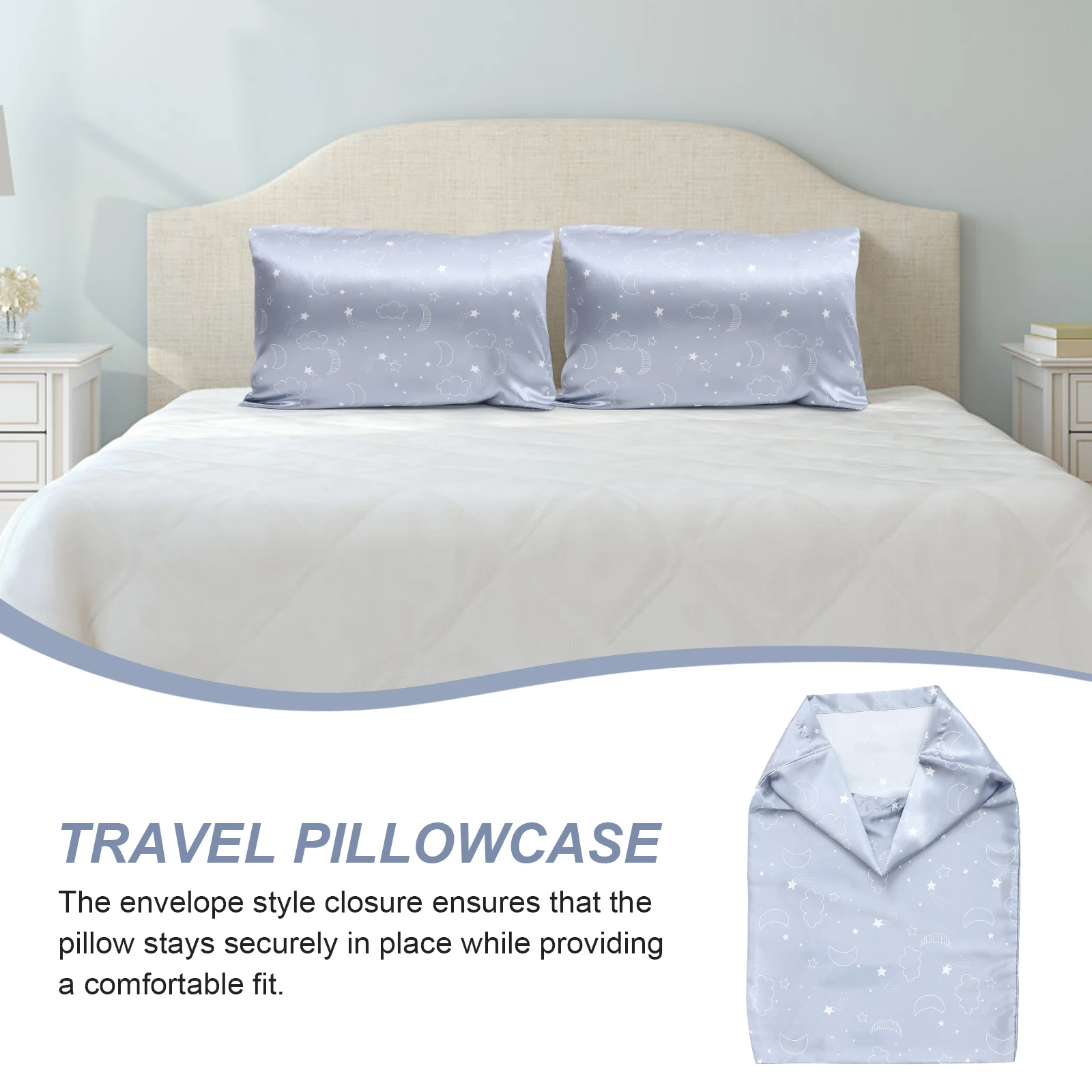 

2pcs Case Cases Cloud Pillow Cases Travel Pillowcase For Toddler Pattern Envelope Closure Toddler Travel Gray