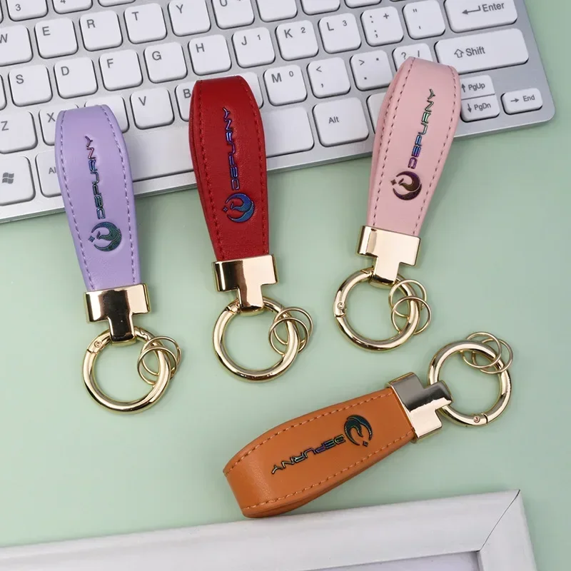 

Colorful PU Leather Car Keychain Pendant For Men And Women Custom Craft High-end Key Chains Couples Friends Keyring Strap Gift