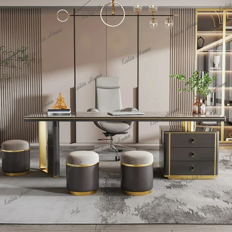 Factory Direct Shelf Modern Desktop Executive Desk Luxury Designer Manager Chair Office Desks Storage Drawers Mesa Para Computad