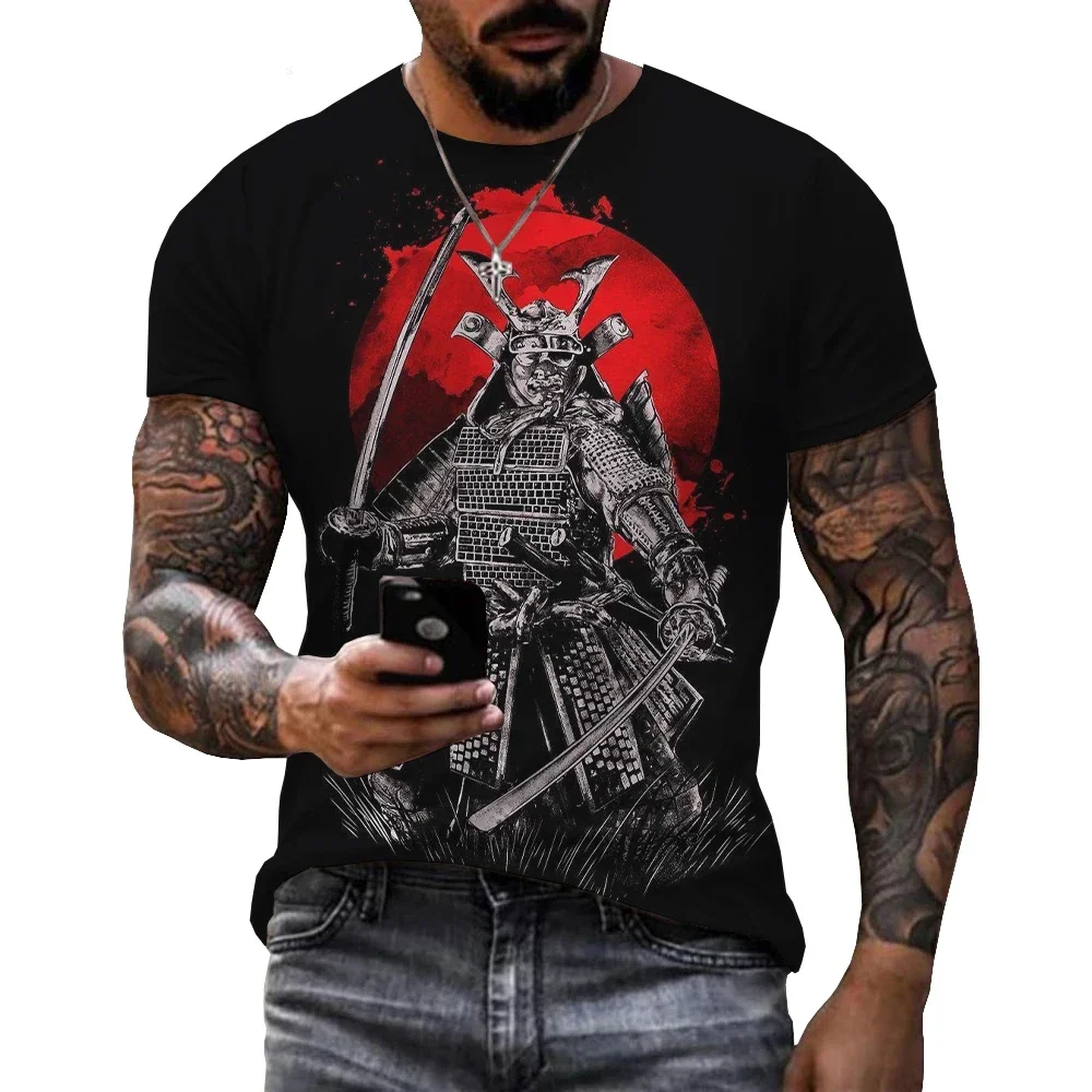

Men's and Women's Short-sleeved Crewneck T-shirt, Streetwear, Samurai, 3D Printing, Kokors, Bushido, Casual, Fashion