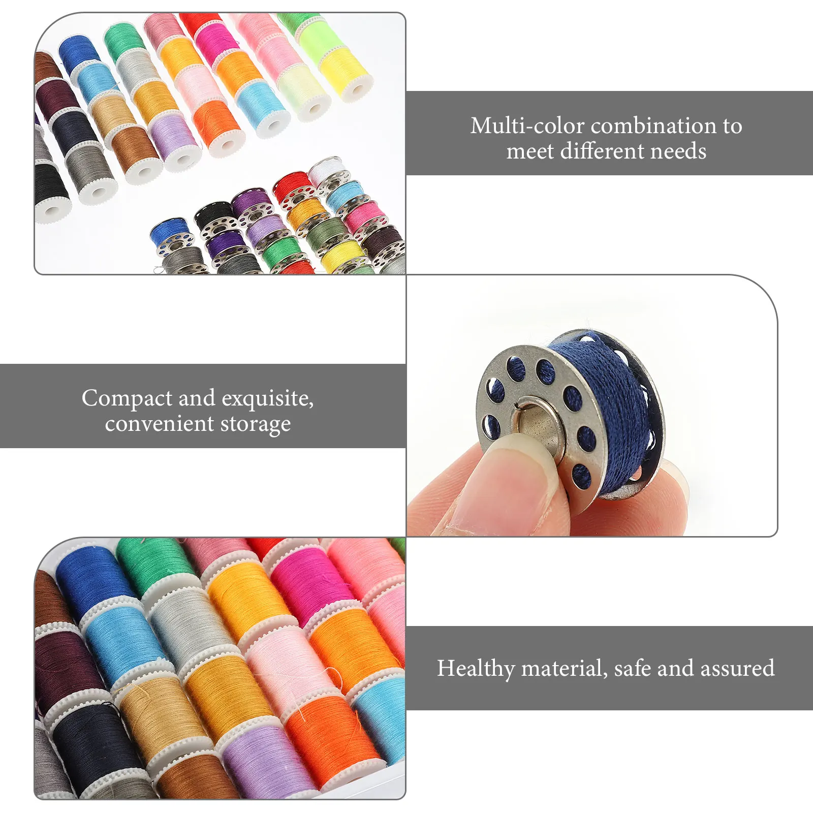 

60 Pcs Wire Box Set Sewing Threads Kit Supplies Manual Embroidery for Bobbin Travel