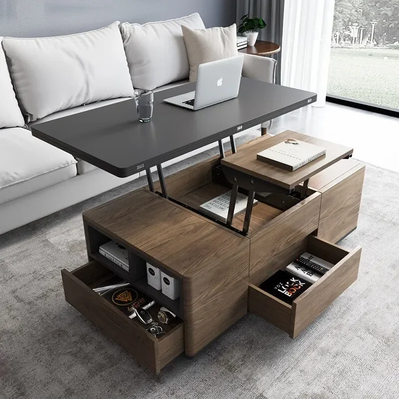 

Drawers Nordic Modern Coffee Table Wood Antique Simple Floor Black Coffee Table Minimalist Design Mesa Auxiliar Home Furniture