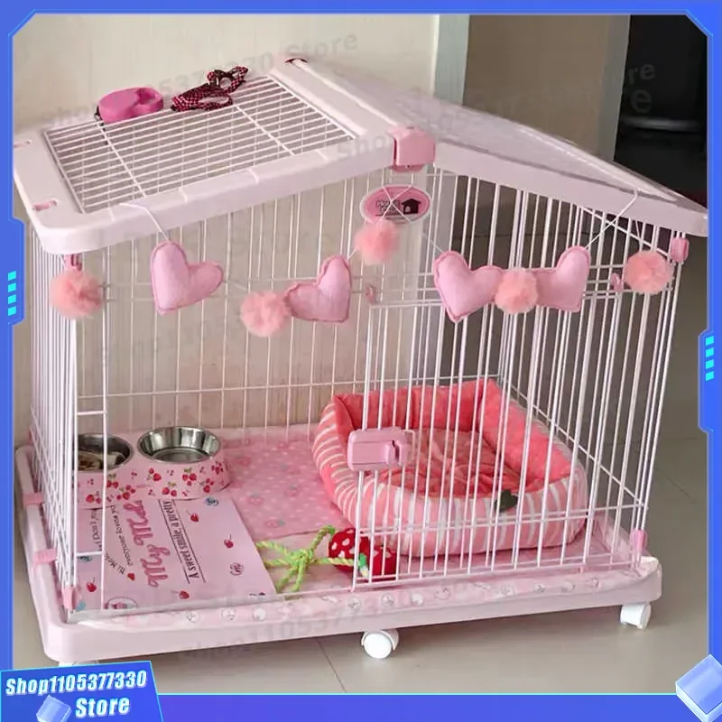 Alice Style Small Dog Cage Indoor Pet Villa for Teddy and Big Bear Comfortable Kennel House Durable Metal Wire Crate for