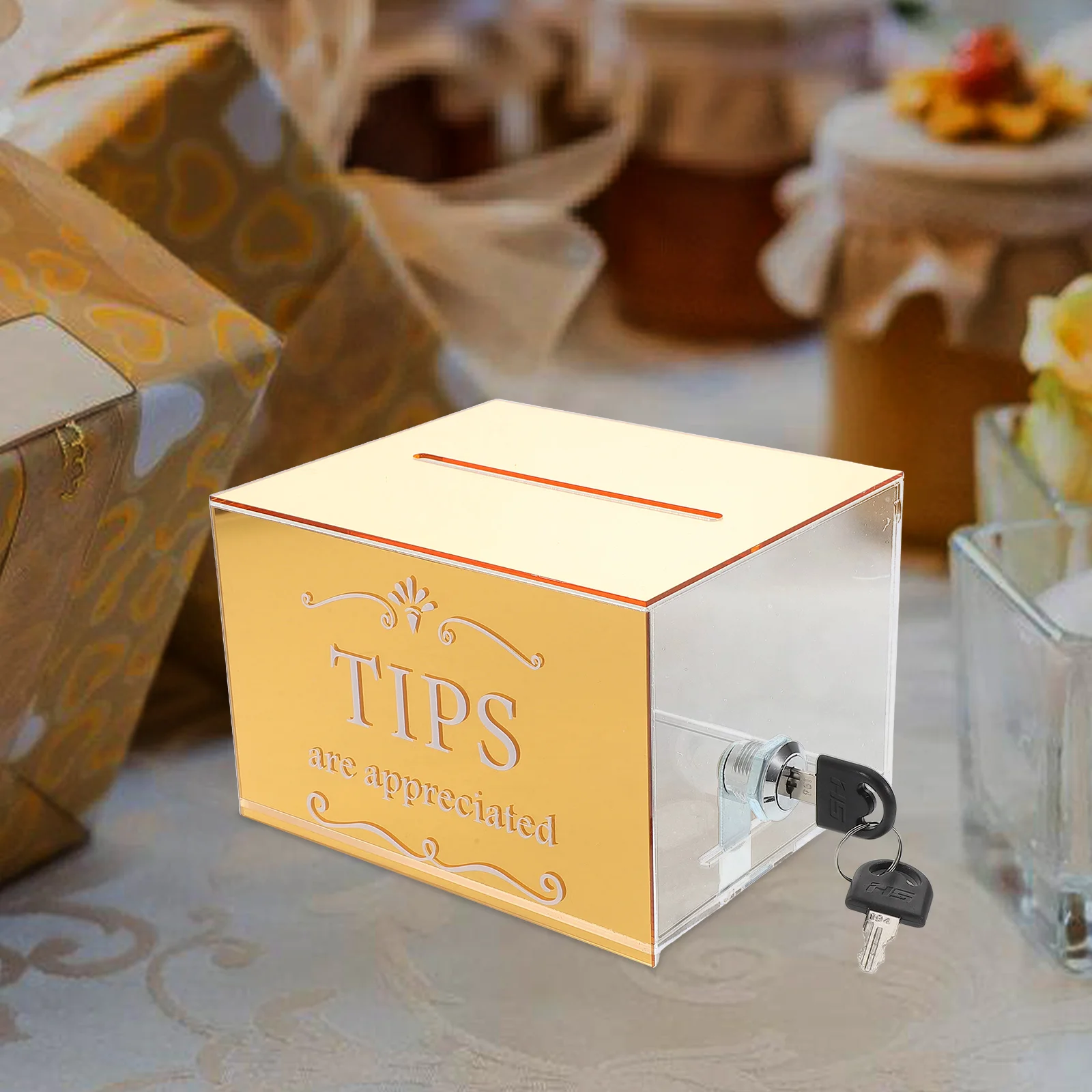 

Donation Tip Box Container Coin Jars Greeting Card Christmas Bottle Presenter for Night Club Acrylic Boxes Fundraising