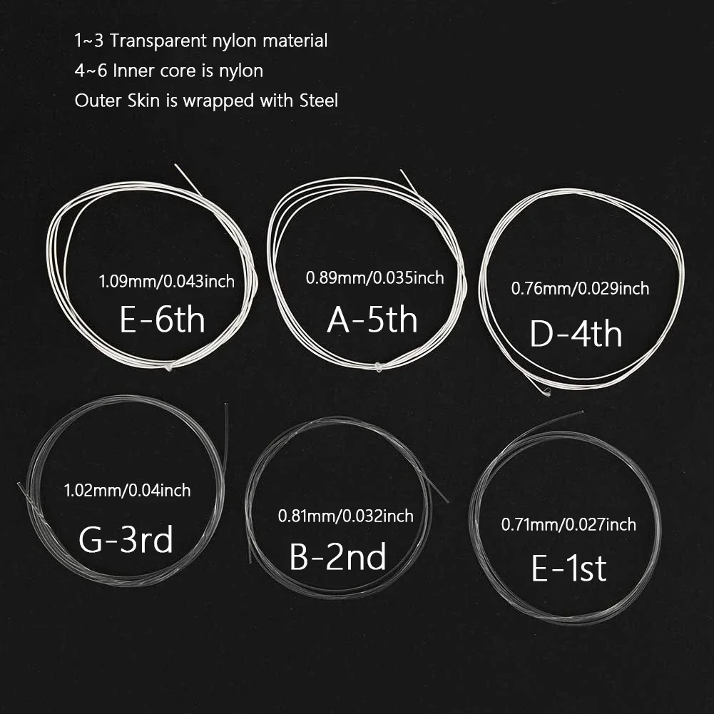6 قطع/مجموعة، مجموعة أوتار الجيتار الكلاسيكية: استبدال المعادن والنايلون، التوتر العادي - الملحقات الأساسية لصيانة الجيتار #2