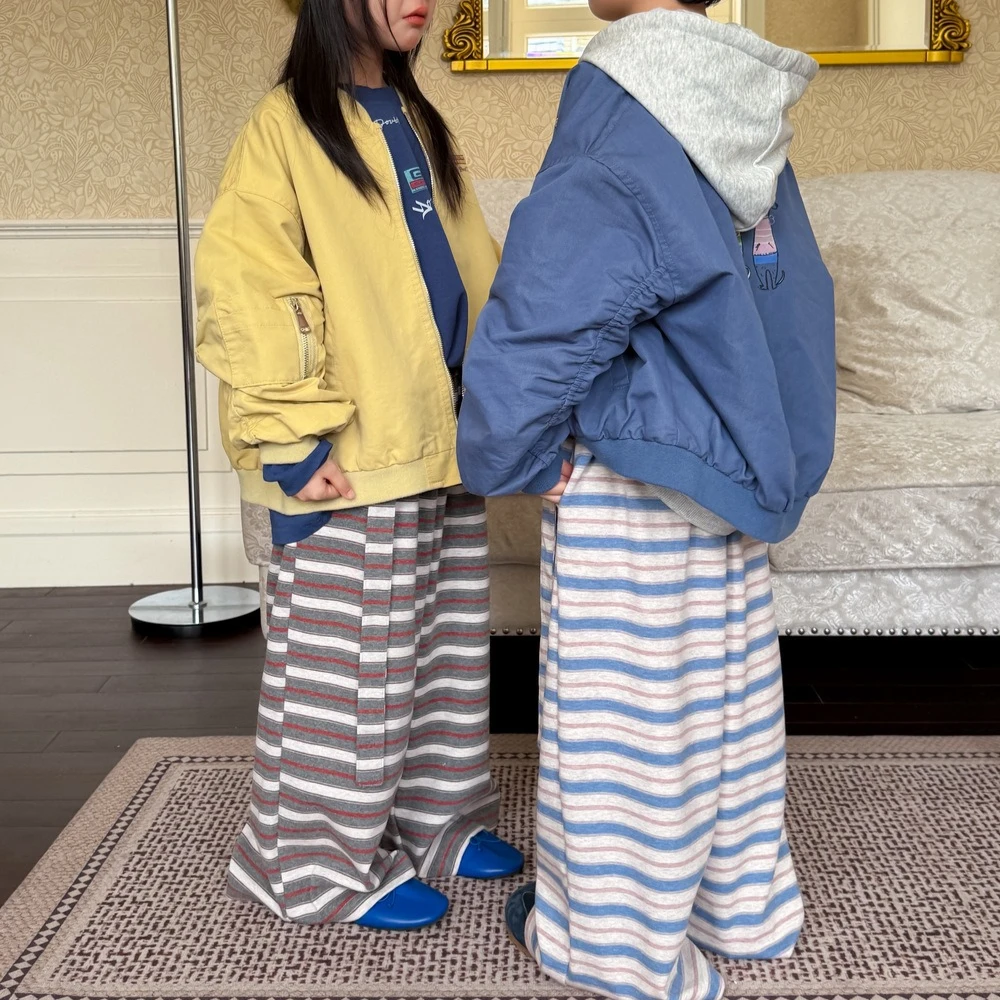 Boys Pants Spring and Autumn New Children's Wear Boys and Girls Foreign Style Casual Stripe Straight Tube Guard Pants