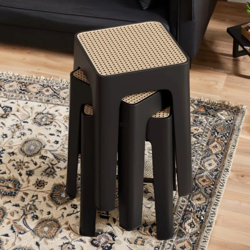 For plastic medieval rattan household thickened dining table spare high bench strong durable stackable