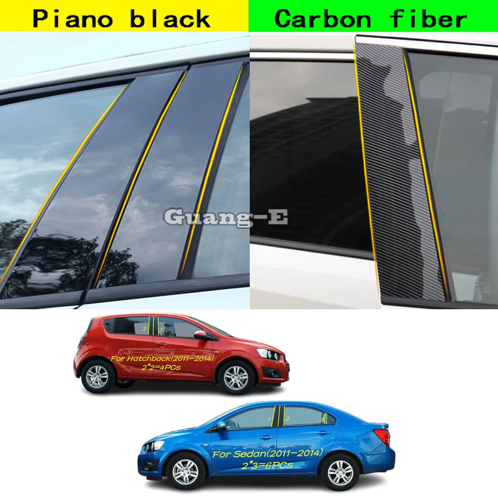 

Для Chevrolet Aveo Седан Хэтчбек 2011-2014: Декоративные накладки на стойки дверей и окон из поликарбоната (PC)