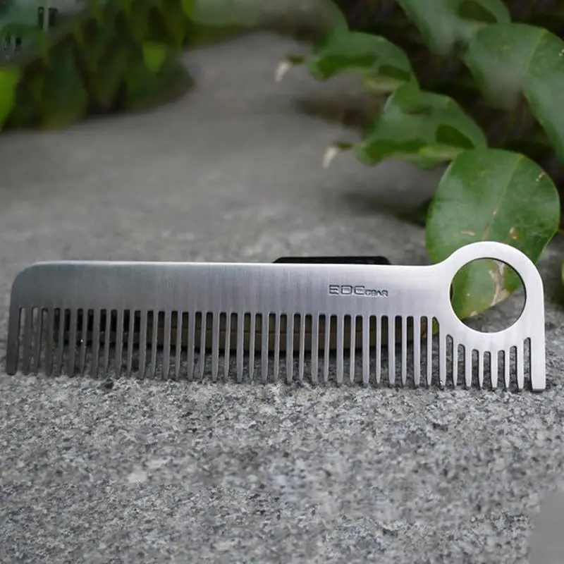 Credit Card Size Comb Stainless Steel Hair Comb Sleek Pocket Comb Anti-Static Safe For Daily Grooming