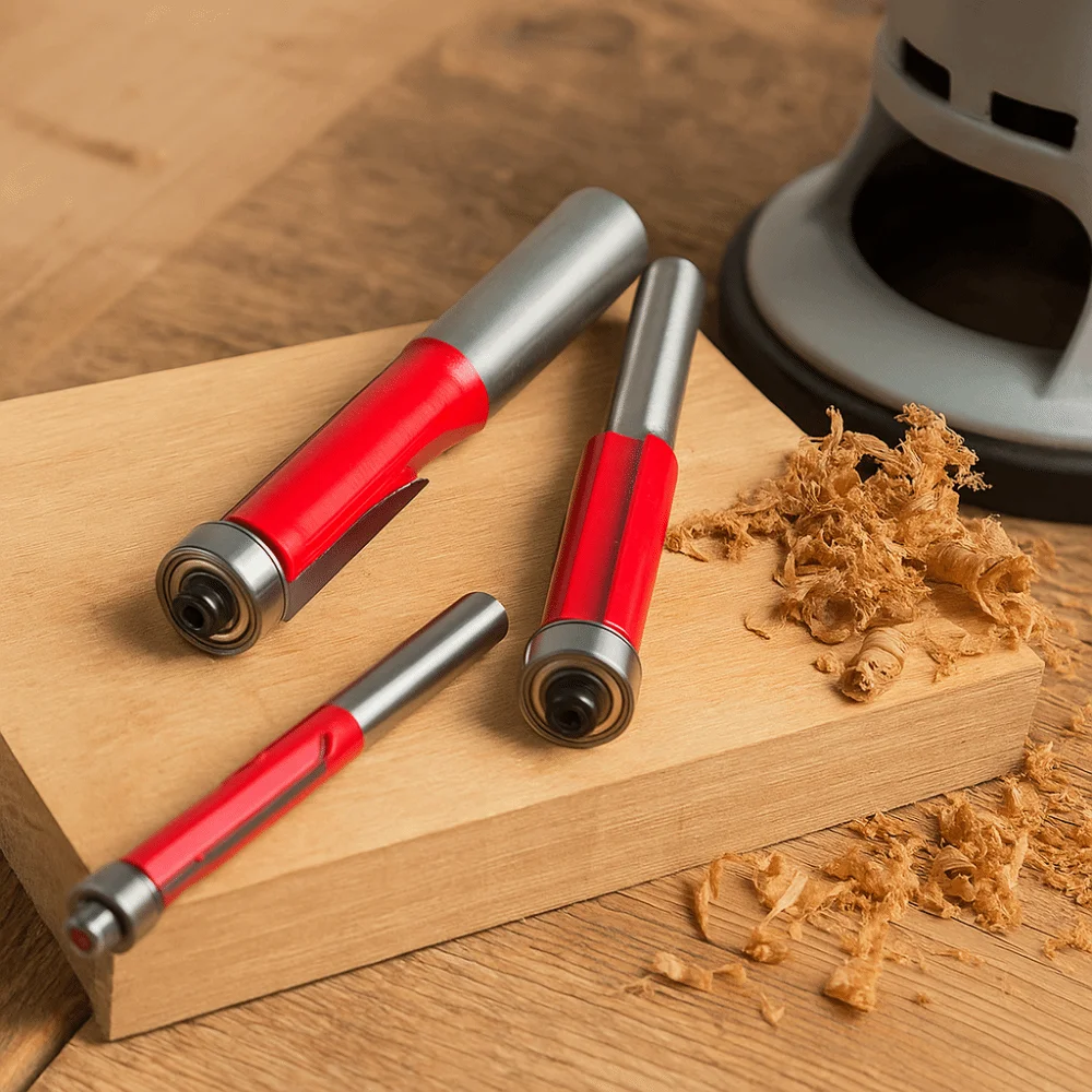 Dubbele Rand Schacht Frees Met Lager 6.35mm Schacht Houtbewerking Router Bit 8mm Schacht 6mm Schacht Flush trim Router Bit