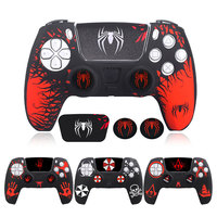 Spider Theme Soft Silicone Case For PS5 Game Controller Protective Cover Skin Gamepad Touchpad Stickers Thumb Stick Grip Cap Kit