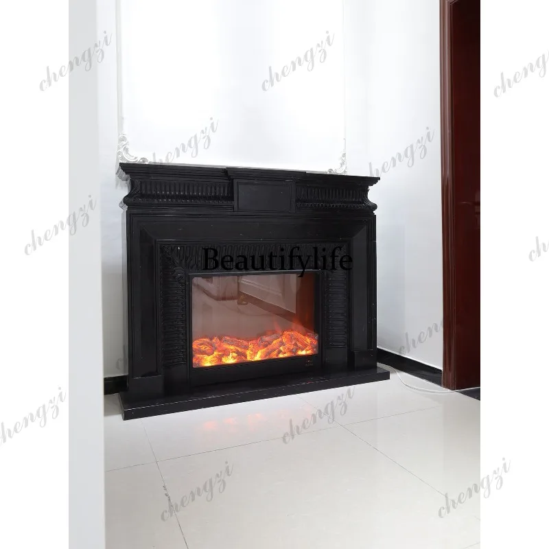 Marble French fireplace stone carving decorative cabinet ornament American simple stone fireplace rack