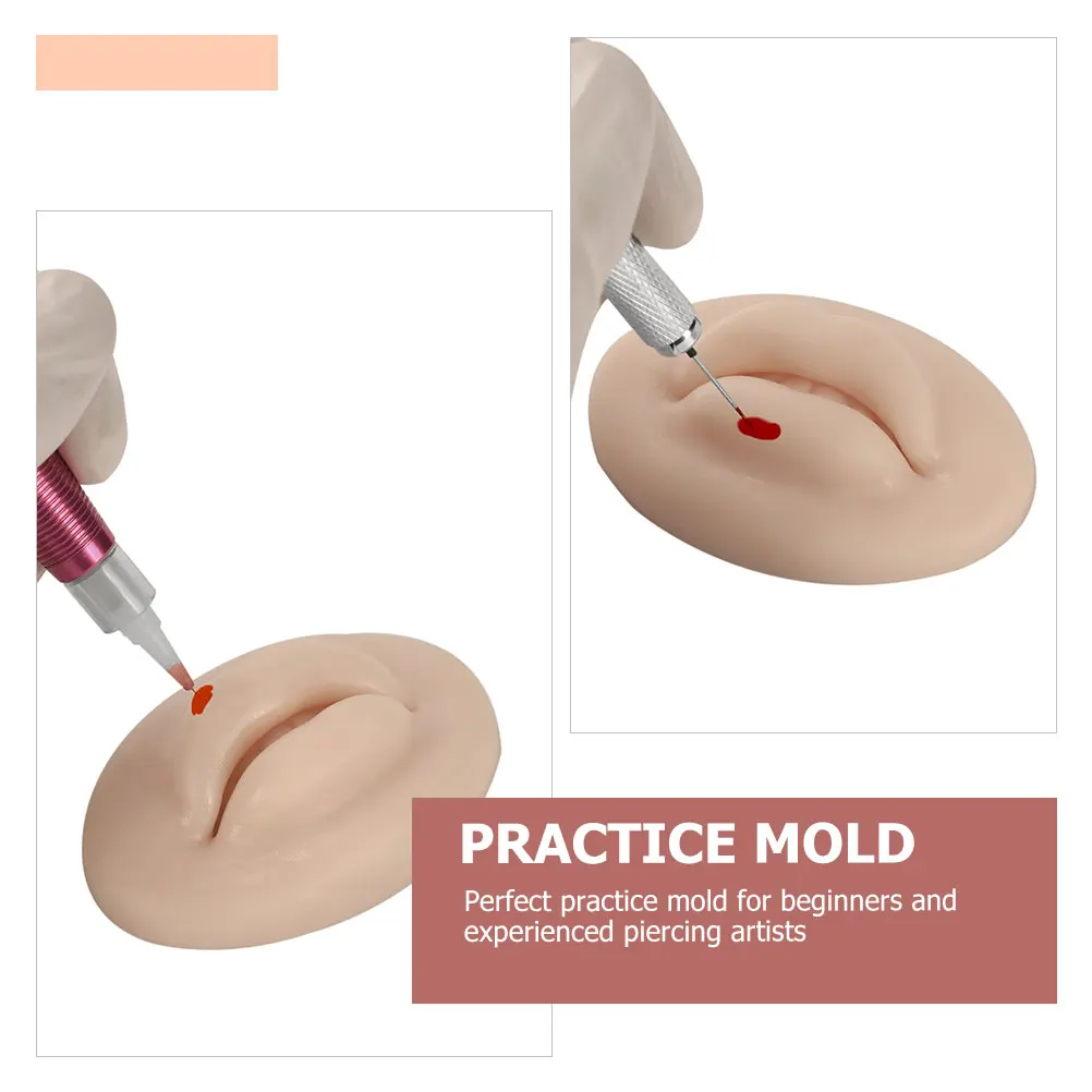 

Silicone Practice Lip Module 5D Realistic Fake Skin Elastic Piercing Tattoo Mold Portable Light Brown Face Makeup