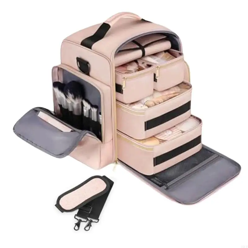 

Дорожная косметичка большой вместимости с 4 съемными коробками-органайзерами, водонепроницаемый практичный полиэстеровый чехол