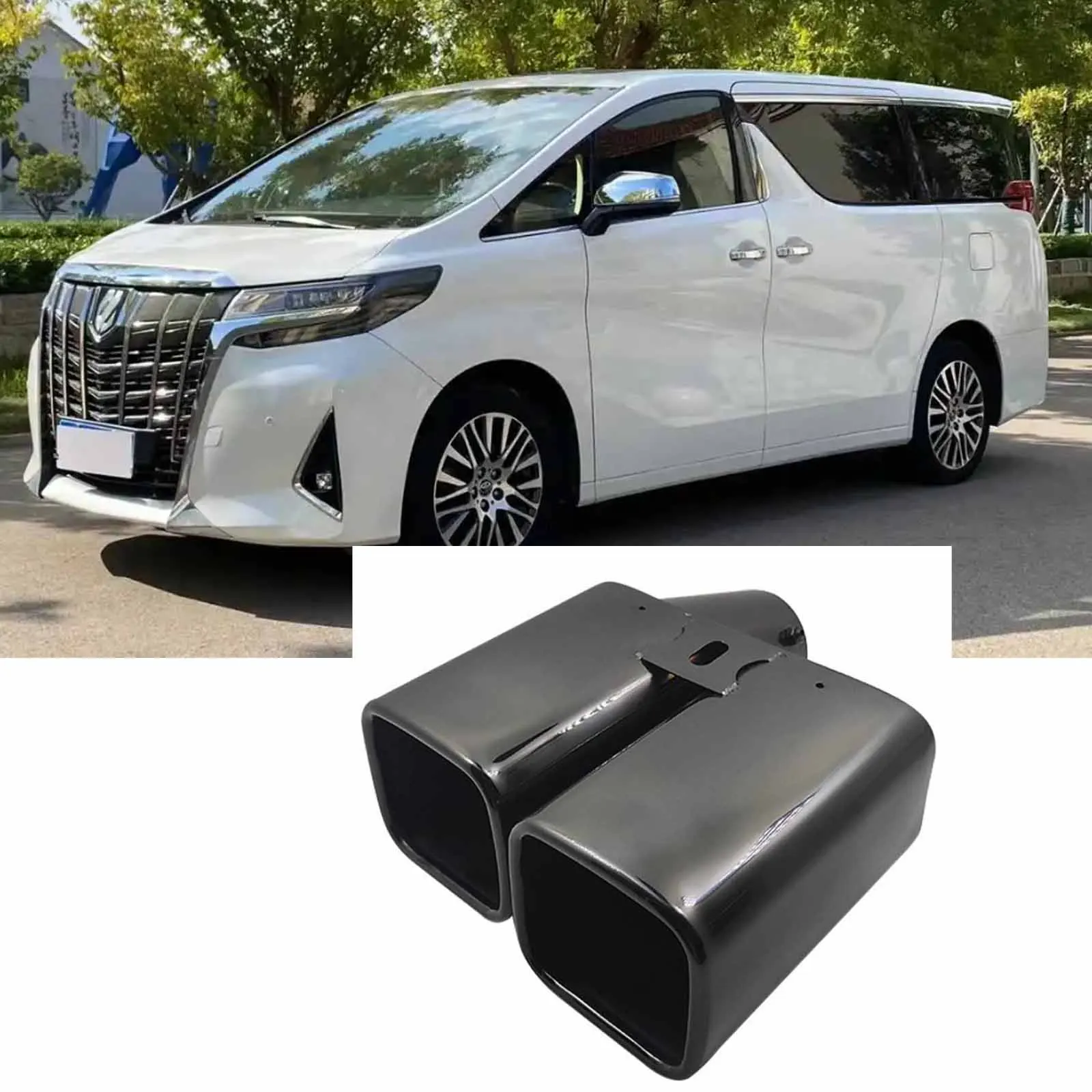 

1 PCS Decorated Car Exhaust Tip Square Inlet 63mm Outlet 91mm For Toyota Alphard and Vellfire Muffler Tip Exhaust System