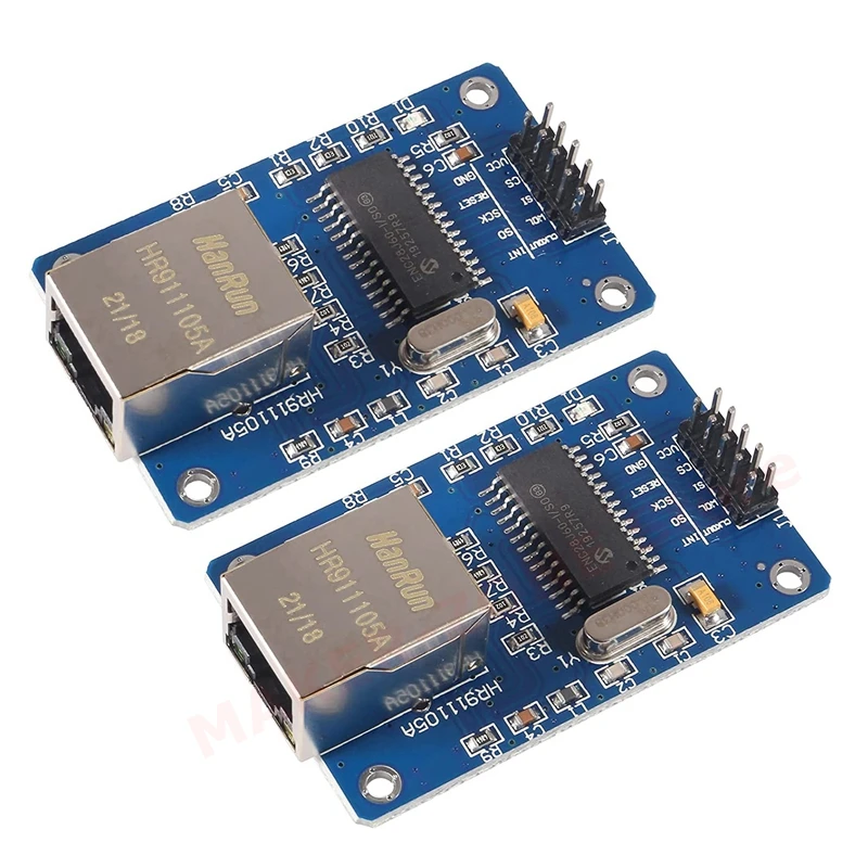 2Pcs ENC28J60 ENC28J60-I/SO HR911105A Ethernet LAN Network Module SPI Interface 3.3V for Arduino AVR PIC LPC STM32