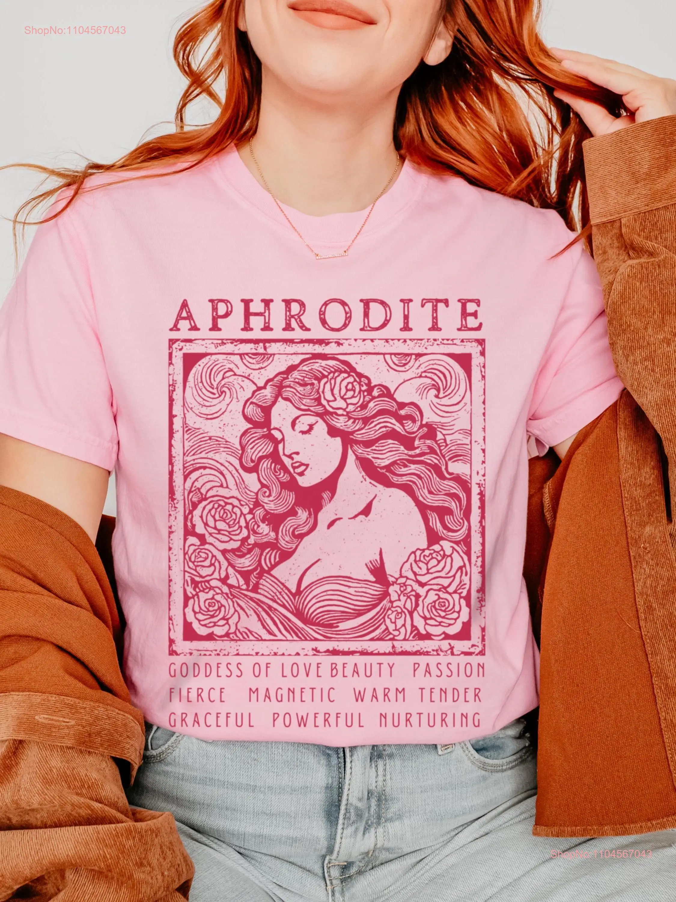 

Aphrodite T Shirt Linocut Greek Mythology Literature Goddess of Love Bookish Things Crewneck Persephone