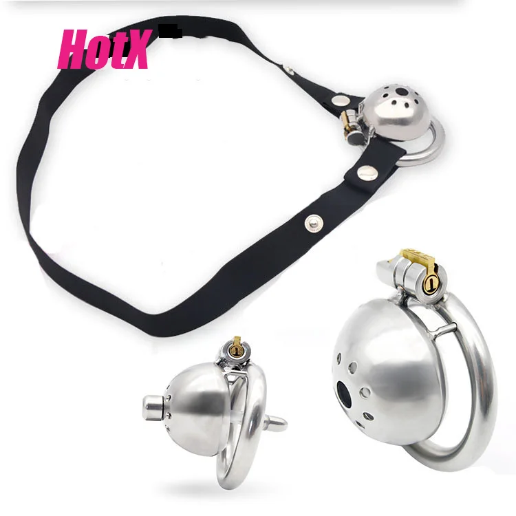 

HotX 2 Types Stainless Steel Chastity Cage Slave Cock Cage with Belt BDSM Restraint Bondage Penis Rings Sex Toys for Man