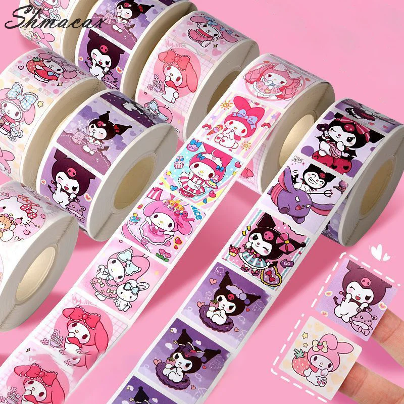 500Pcs Anime Sticker Kuromi Melody Hand Account Decals Gift Bag Sealing Sticker Baking  DIY Label Sticker Back To School Gift