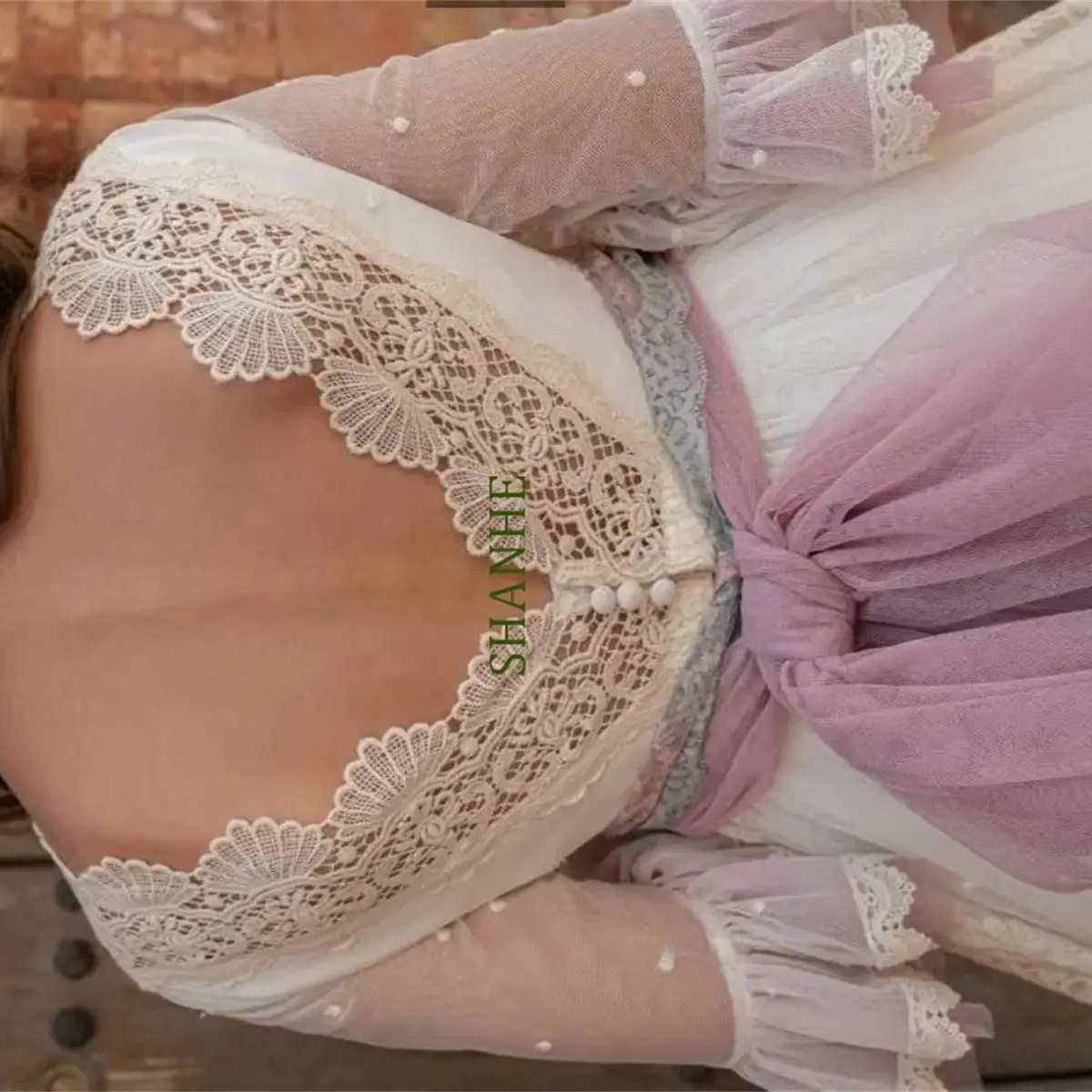 

Платье для причастия по индивидуальному заказу для девочек с длинной паровой юбкой с короткими рукавами и квадратным вырезом, элегантный ретро-узор, вышивка, бант, мини-жид