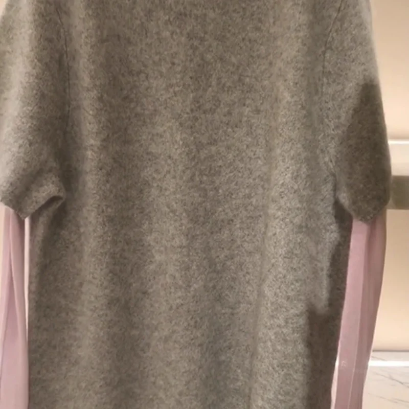 

Корейский модный розовый серый пуловер, комплект из двух предметов, осенне-зимний свободный мягкий серый свитер и розовая подкладка, комплекты одежды Y2k