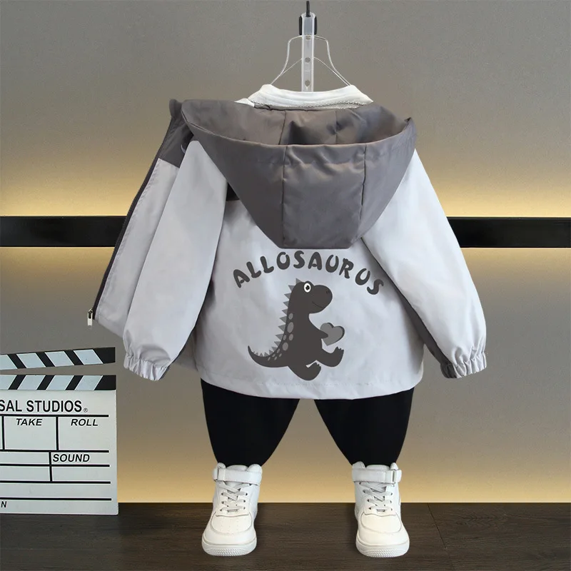 

Children's clothing 2025 new boys' coat children's little dinosaur jacket top trendy hooded windbreaker for baby boys thin style