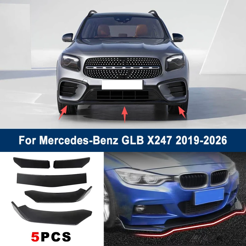

Adjustable 5Pcs Sectional Front Spoiler Lip For Mercedes-Benz GLB X247 2019-2026 Front Bumper Splitter Sport Body Kit