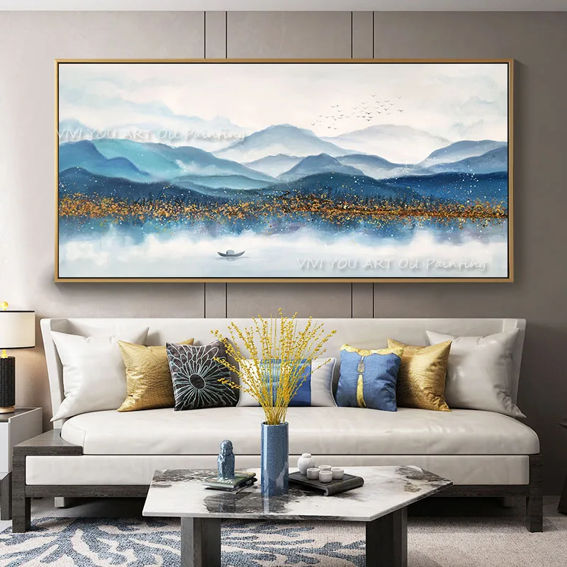 Abstract Painting Foggy Forest Lanscape Mountain wall art canvas Handpainted Landscape picture for living room Cuadros decor