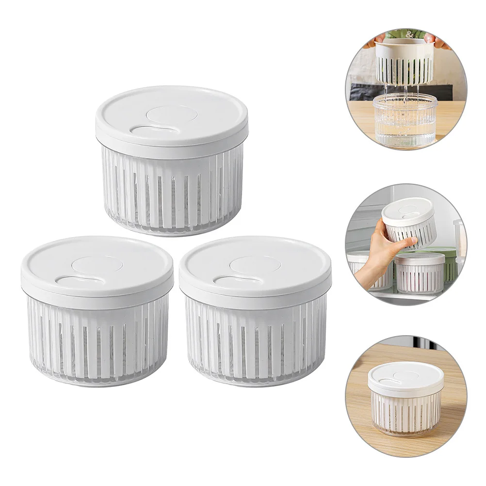 

3Pcs Multi-Function Freezer Food Container Vegetable Storage Box Garlic Keeper Drain Fresh Food Storage Containers for Fridge
