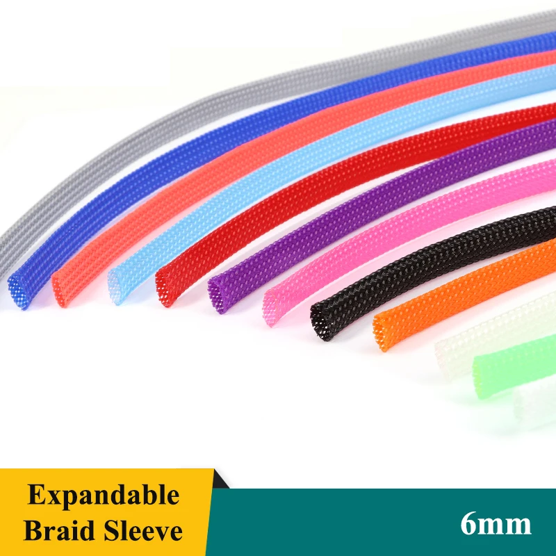 

1/2/3/5/10/20/30/50M 6mm Insulated PET Braid Sleeving High Density Cable Sheath Wrap Cable Protector Braid Sleeves For Wires