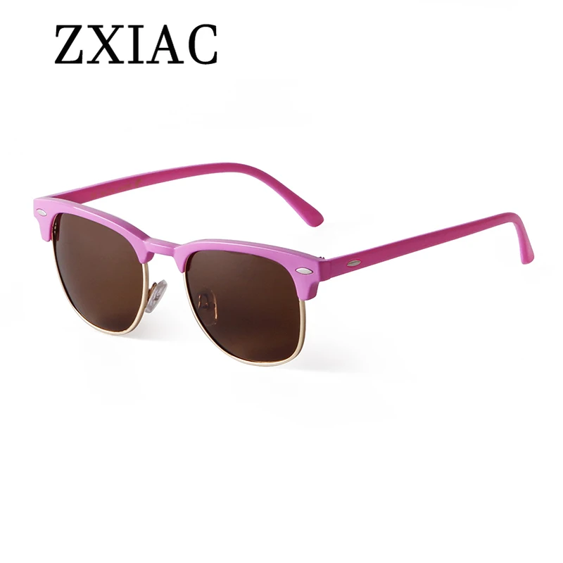 ZXIAC-gafas de sol con remaches de Metal para hombre y mujer, lentes de sol de medio Marco, a la moda, coloridas, con película de colores, con UV400