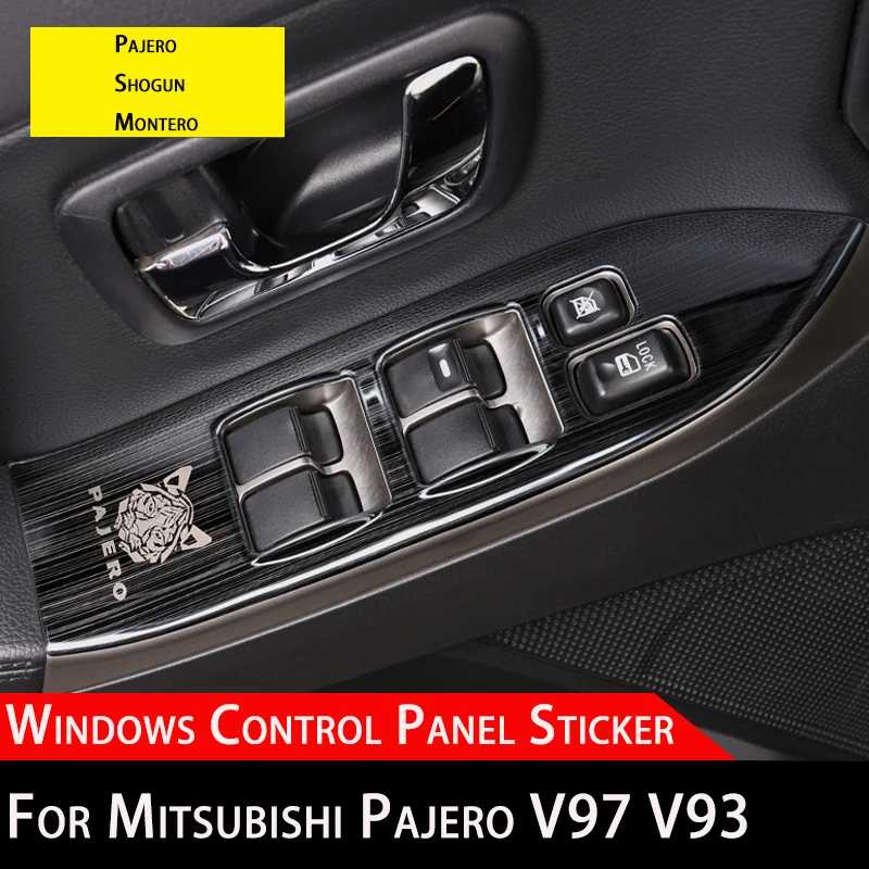 Windows Control Panel Sticker For Mitsubishi Pajero Shogun Door Glass Lift Switch Decorative Sticker Montero 97 V93 V87 Interior