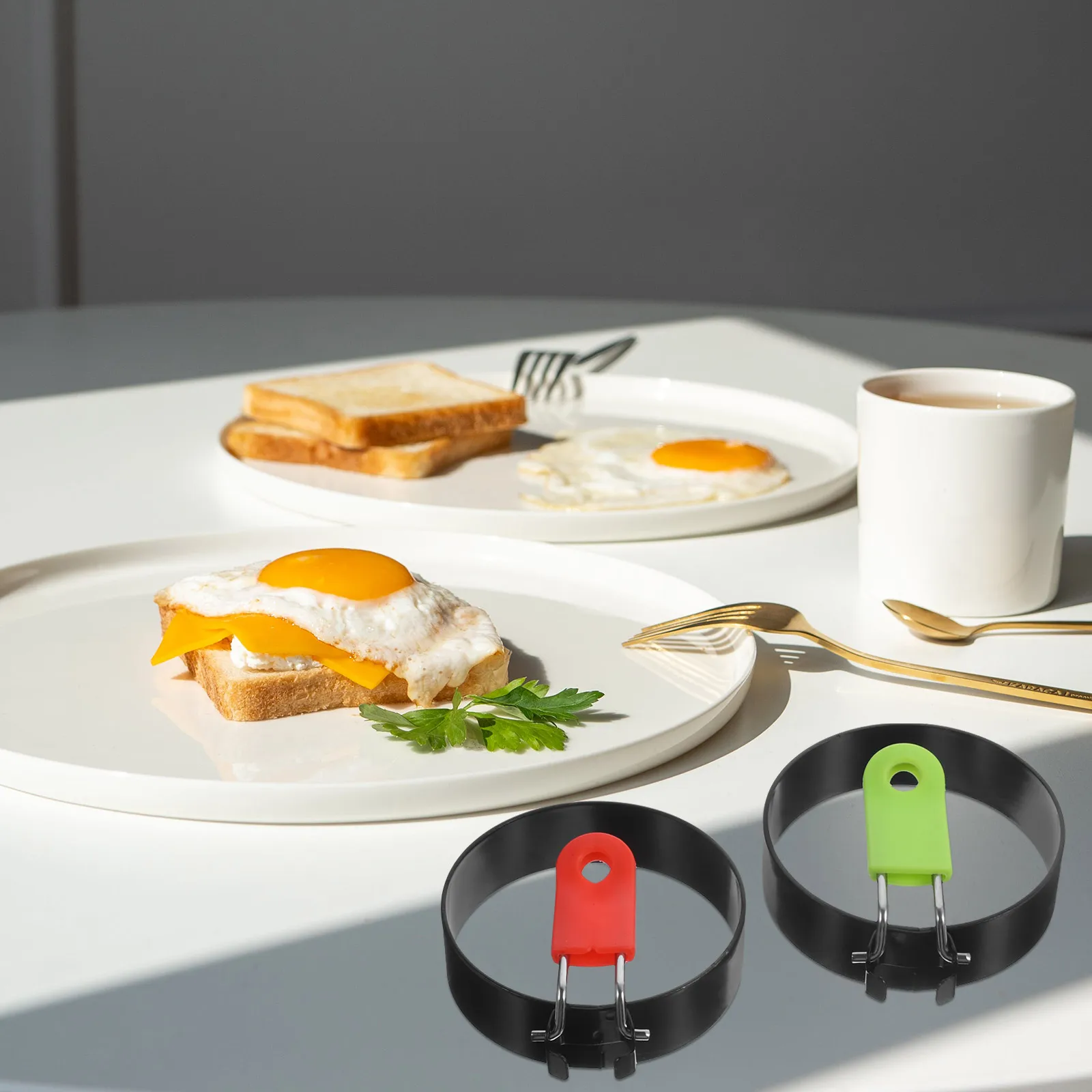 

2Pcs Egg Circle Mold Non-stick Round Pancake Stainless Steel Cooker Reusable Kitchen Tool Egg Frying Molds Breakfast Gadgets