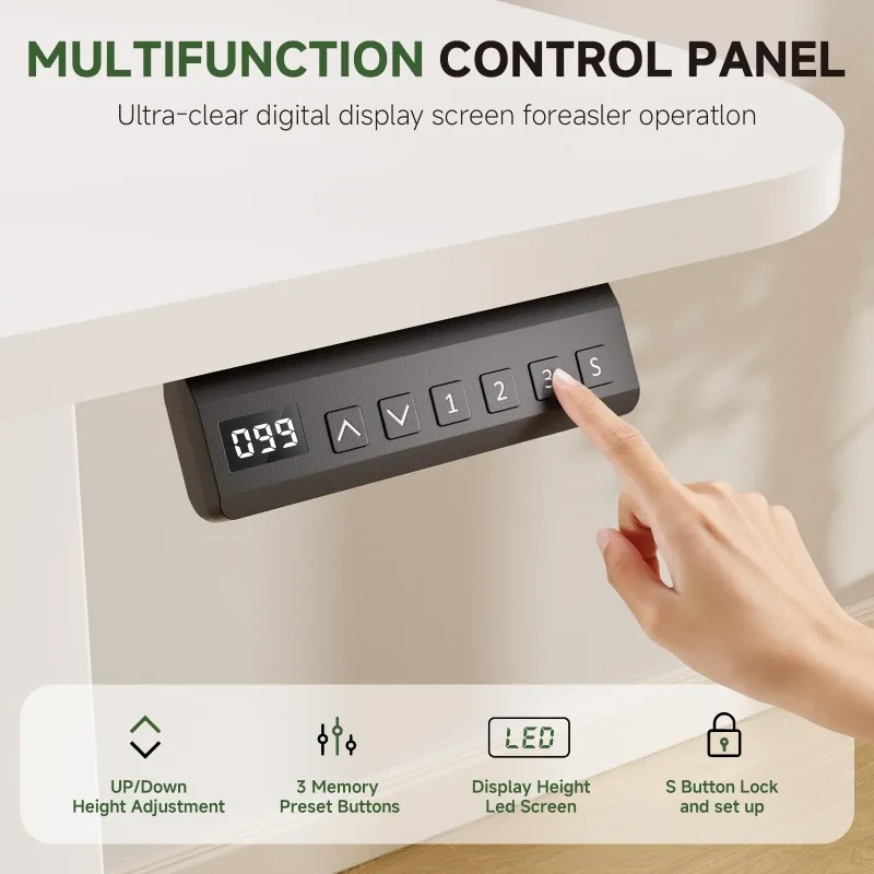 White Electric Standing Desk with Drawers 120cm Height Adjustable Computer Desk with Monitor Stand Sit Stand up Desk