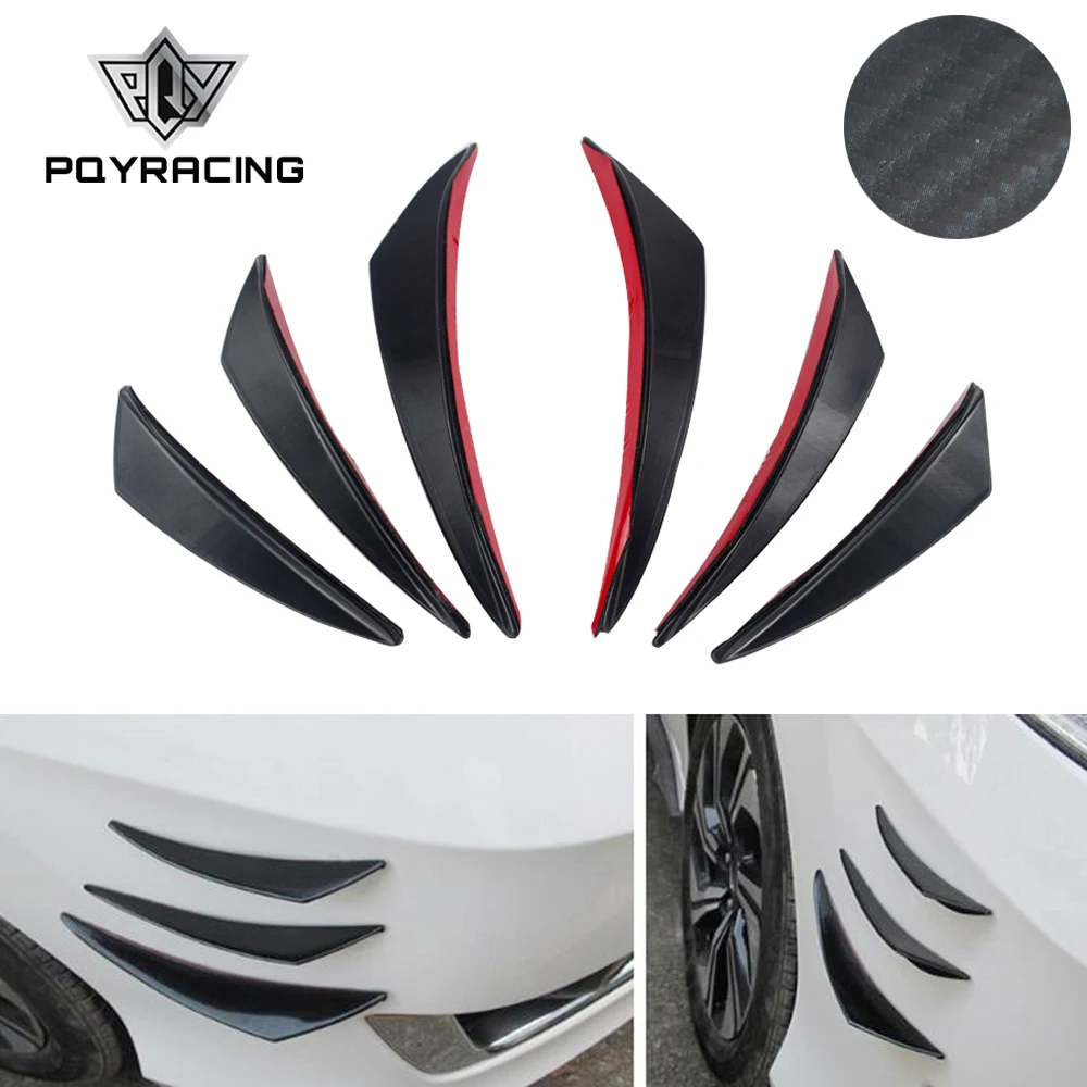 PQY - 6 pz/set Universal Fit paraurti anteriore Lip diffusore Splitter pinne corpo Spoiler Canards patrol mento auto Tuning Canard