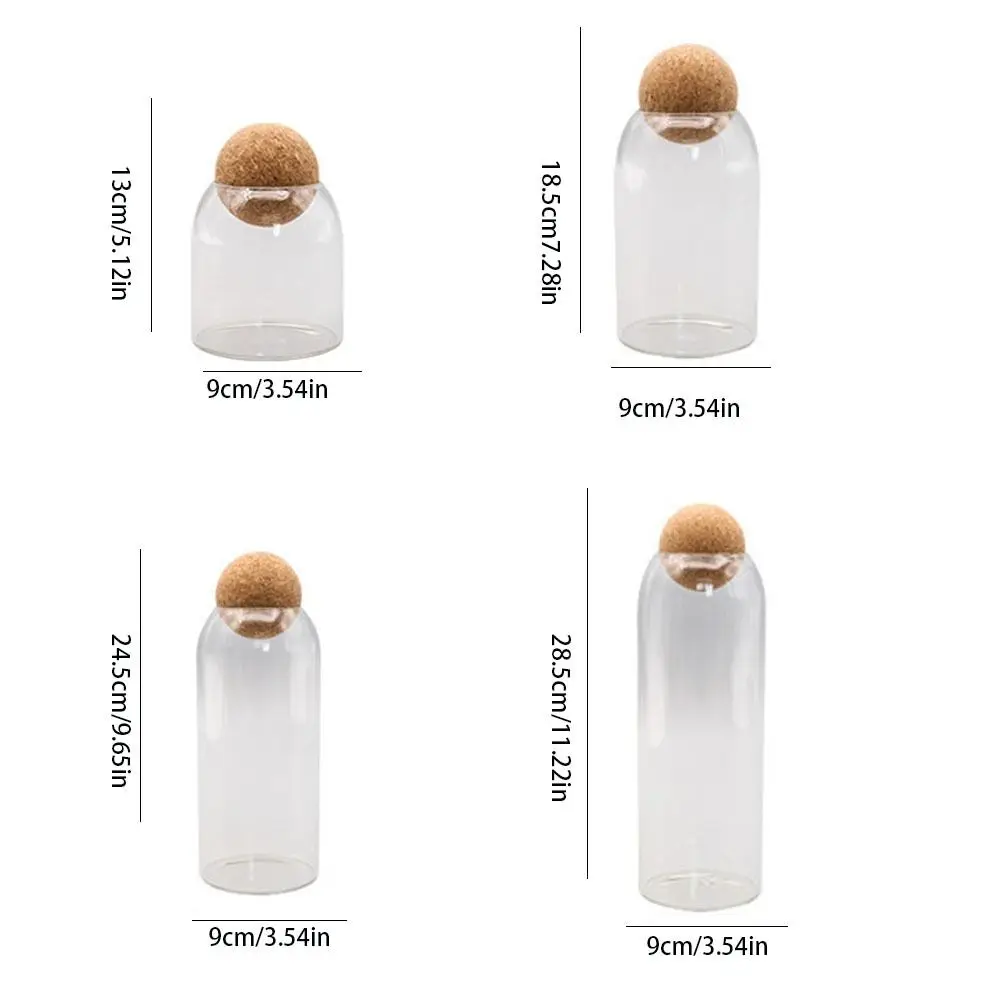 Clear Tea Coffee Sugar Canister New Glass Sealing Glass Storage Bottle with Cork Ball Lid Food Container Tea