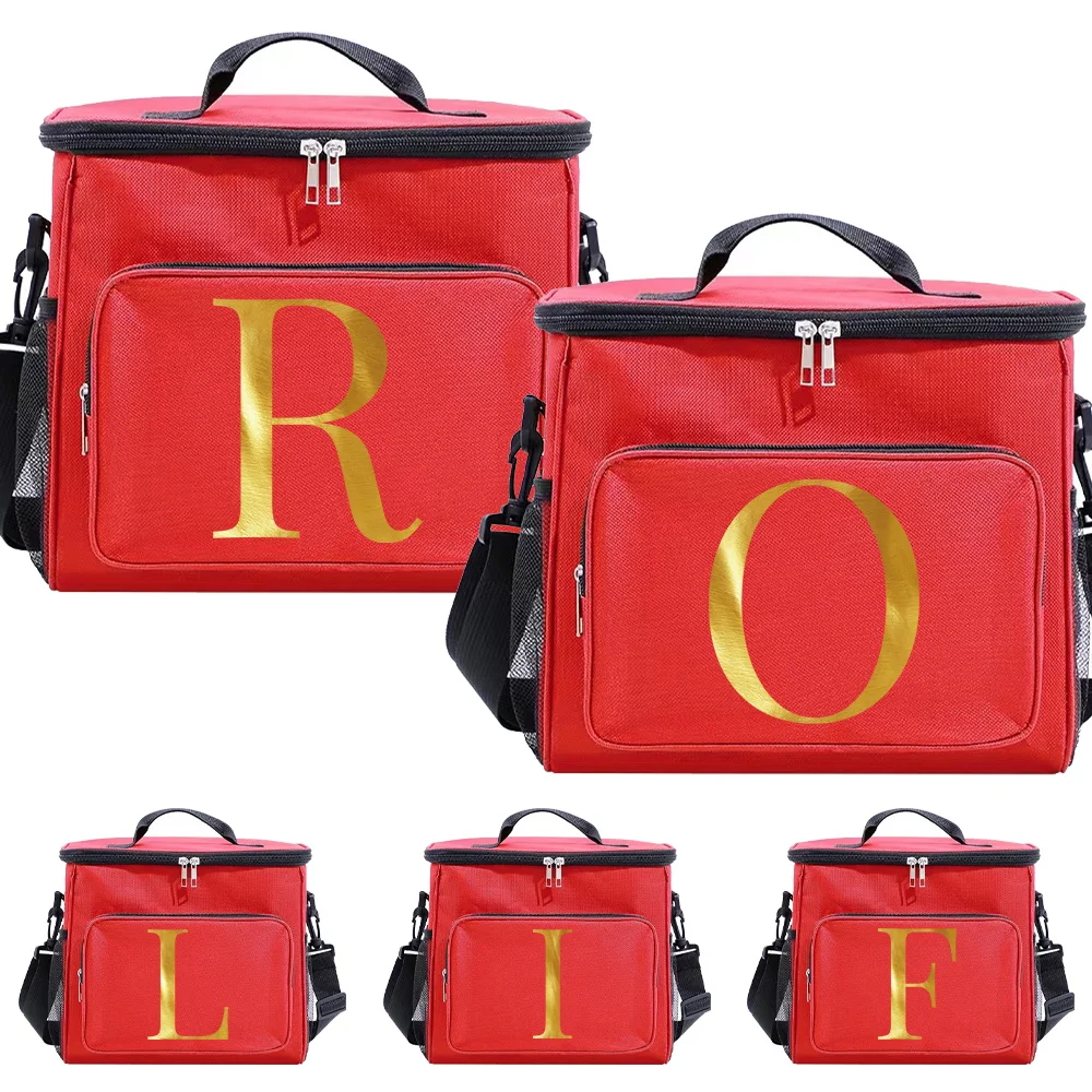 Lunch Bag for Women Thermal and Aesthetic Pink Color Food Storage Organizer Dinner Box Letter Series Printing 2026
