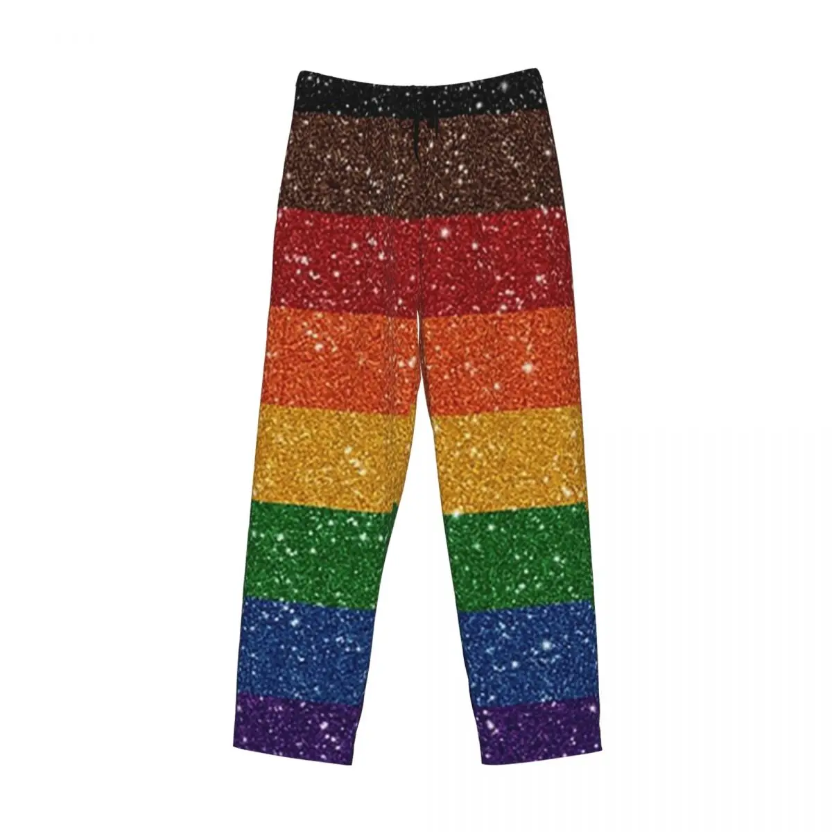 Custom Faux Glitter Rainbow Pride Flag LGBT Gay Lesbian Pajama Pants Men Sleepwear Sleep Lounge Bottoms with Pockets