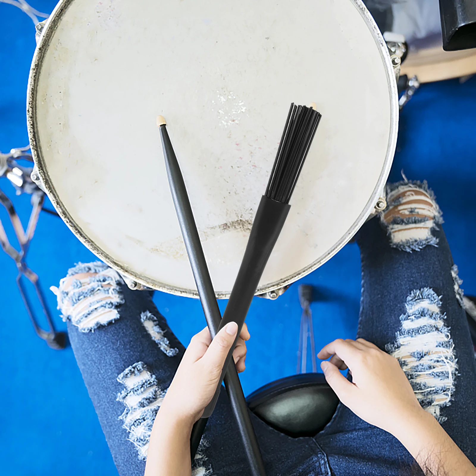 

1 Pair Anti-Slip Nylon Drum Brushes With Handle Retractable Jazz Drum Brush For Beginners And Professionals