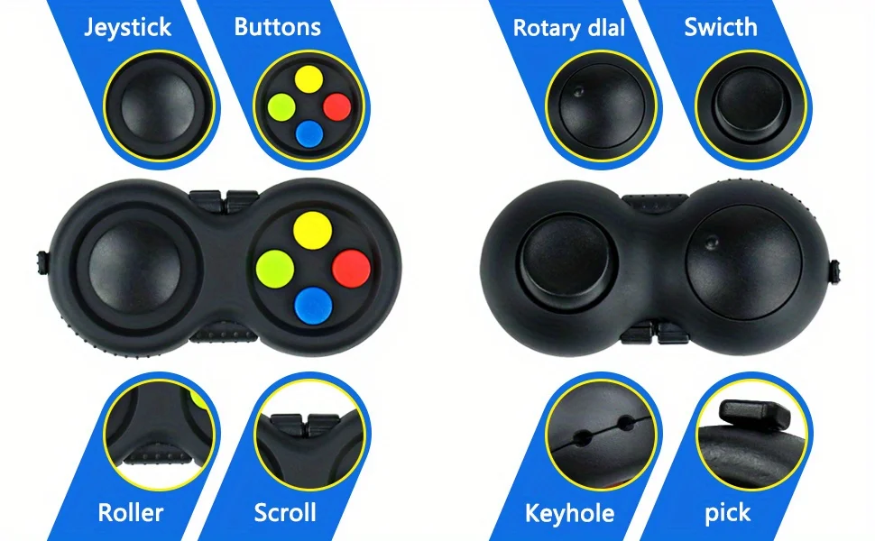 Fidget Pad mit 8 Fidget-Funktionen, Fidget-Controller Stressabbau-Spielzeug, Fidget-Würfel zur Stress- und Angstlinderung – Detail 2