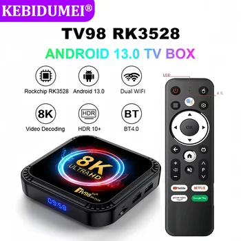 TV98 Smart TV Box ATV Android 13 2GB/4GB 16GB/64GB 8K 2.4G&5G Dual Wifi Voice Remote Media Player Set Top Box RK3528 Quad Core