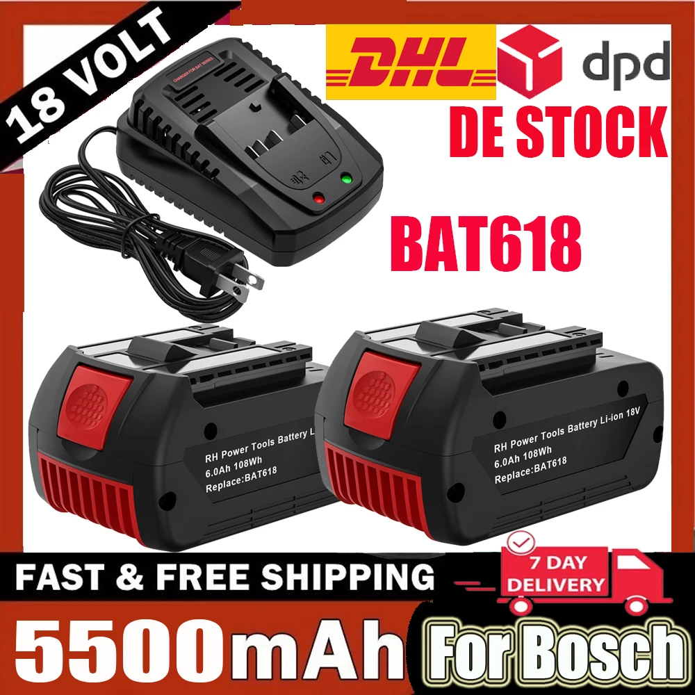 BAT609 BAT610 BAT618 BAT619 18 В 5500 мАч литий-ионный аккумулятор для Bosch 18 В профессиональная дрель аккумулятор GBA 18 В GSR 18 В