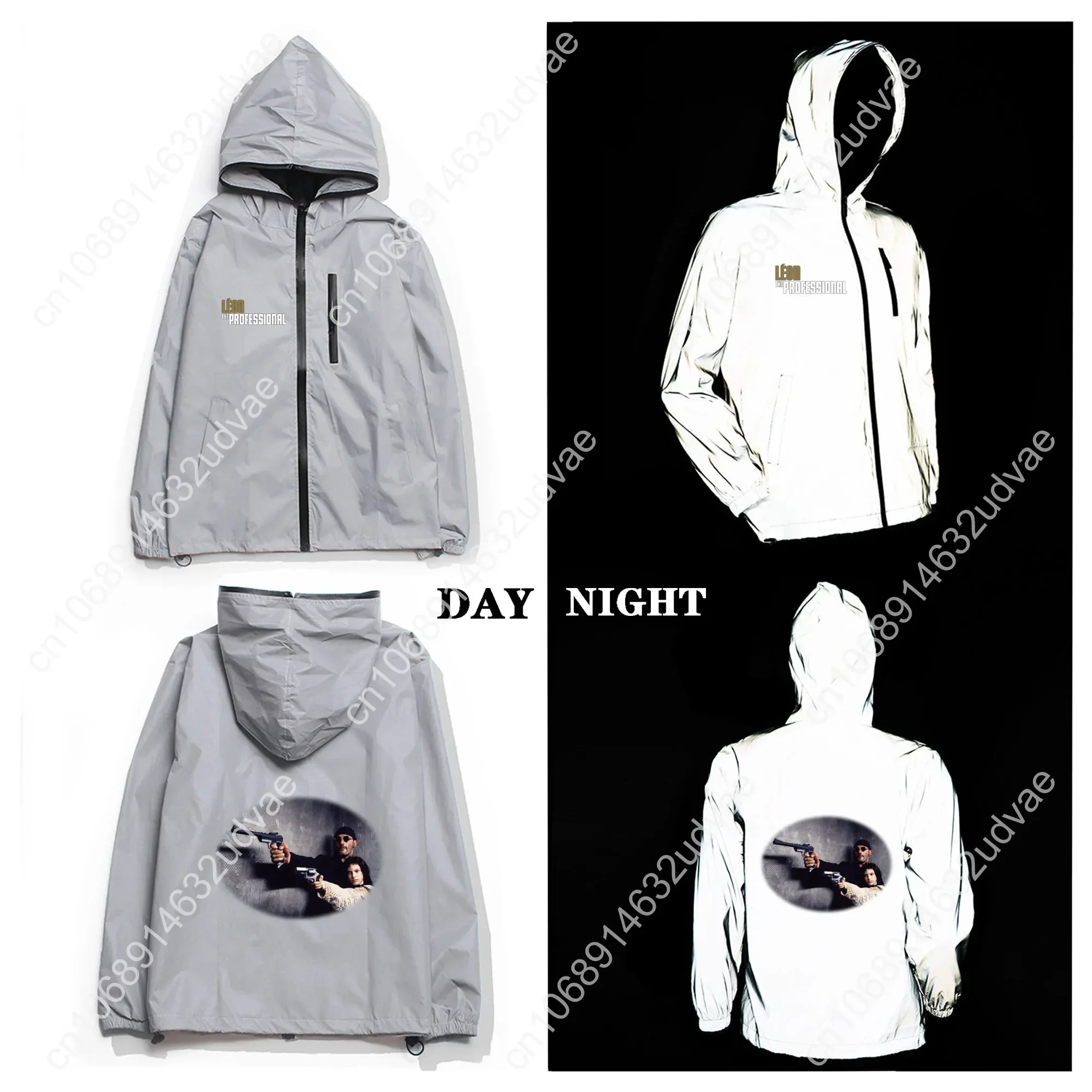 Léon: The Professional Reflective Jacket Mens Womens Coat Hooded Windbreaker Runing Pocket Jackets Hiking Customized Hoodie