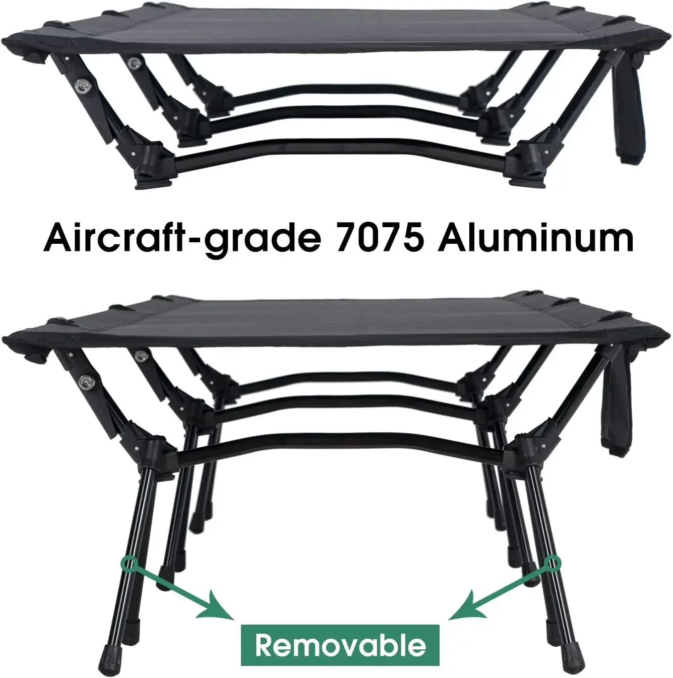 CAMPNACHT Ultralight Camping Cot with Leg Extenders, Aluminum Lightweight Folding Cot for Adults, Portable Backpacking Compact