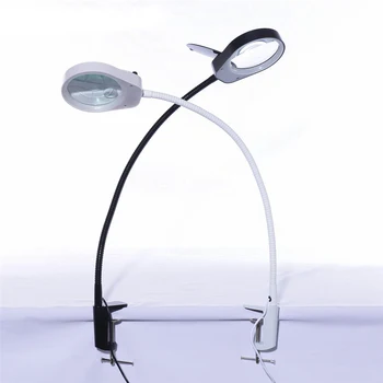 3X 10X Table Clip-on Magnifier Lamp Loupe Illuminated Illuminated Optical PCB Magnifier for Inspection Beauty Dentistry 8X15X