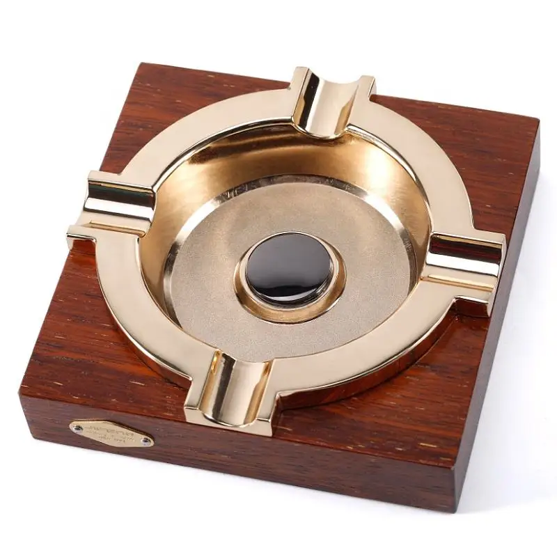 

JIFENG 4 Slot Wood Large Cigar Ashtray Luxury Outdoor Large Holder Living Room Square Cigar Accessories