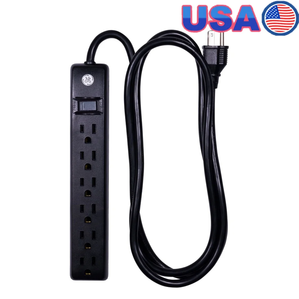 

6 Outlet Power Strip 6ft Extension Cord Grounded Multi-Outlet Surge Protector Wall Mountable Keyhole Slots Ideal Home Office