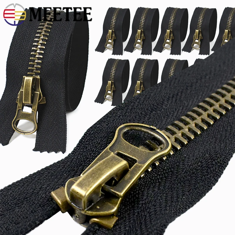 

1Pc Meetee 8# 12-120cm Open/Close-End Metal Zippers Double Sliders Down Coat Jacket Replace Zips Repair Kits Sewing Accessories
